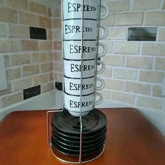 Cups  ESPRESSO  AND SAUCER 6 OF THEM WITH HOLDER - Picture 4 of 5